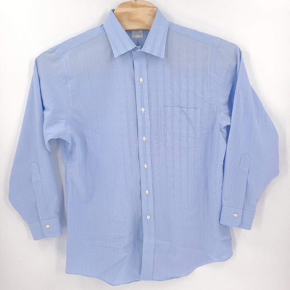 Brooks Brothers Shirt Mens 16.5 33 Blue Checkered Regent 1818 LS Button Down